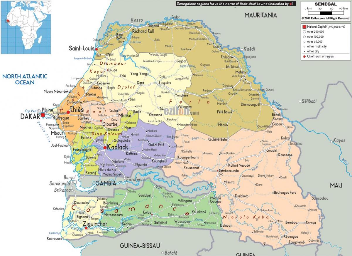 Senegal zemlje u svjetskoj karti