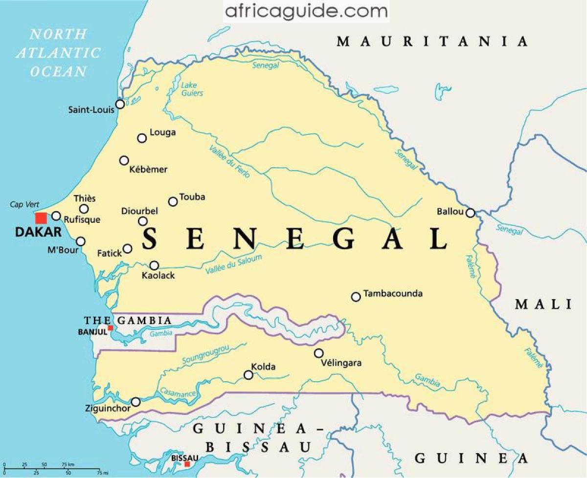 Rijeke Senegal karta Afrike