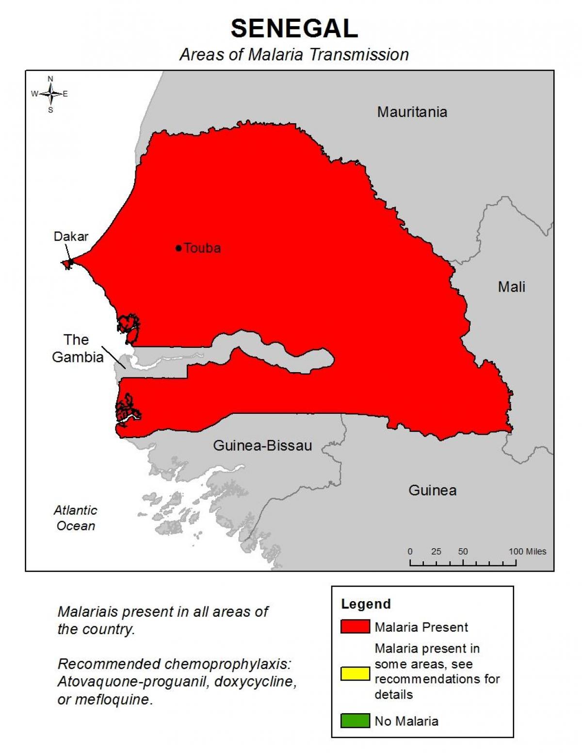 karta Senegala od malarije