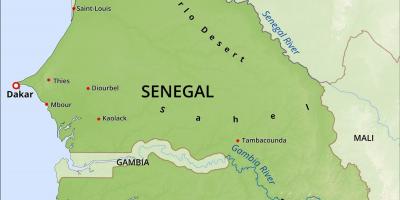 Karta fizička karta Senegala