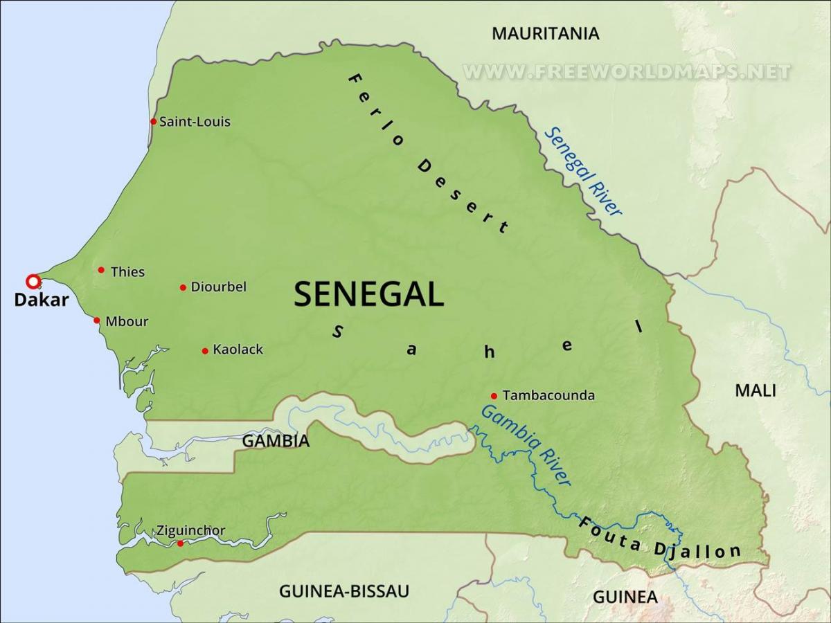 karta fizička karta Senegala