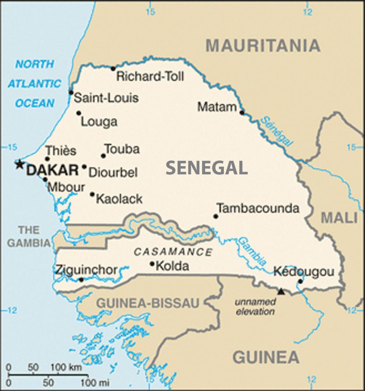 karta Senegala i okolnih zemalja